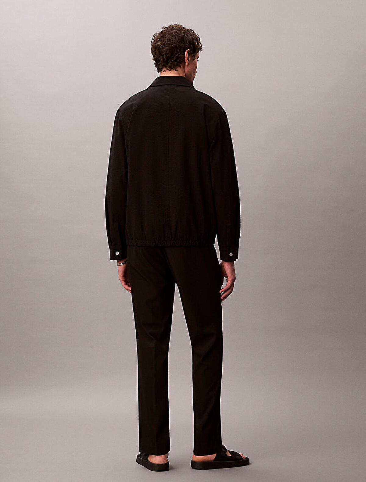 Calvin Klein STRAIGHT SEERSUCKER, UB1 Erkek Siyah Pantolon