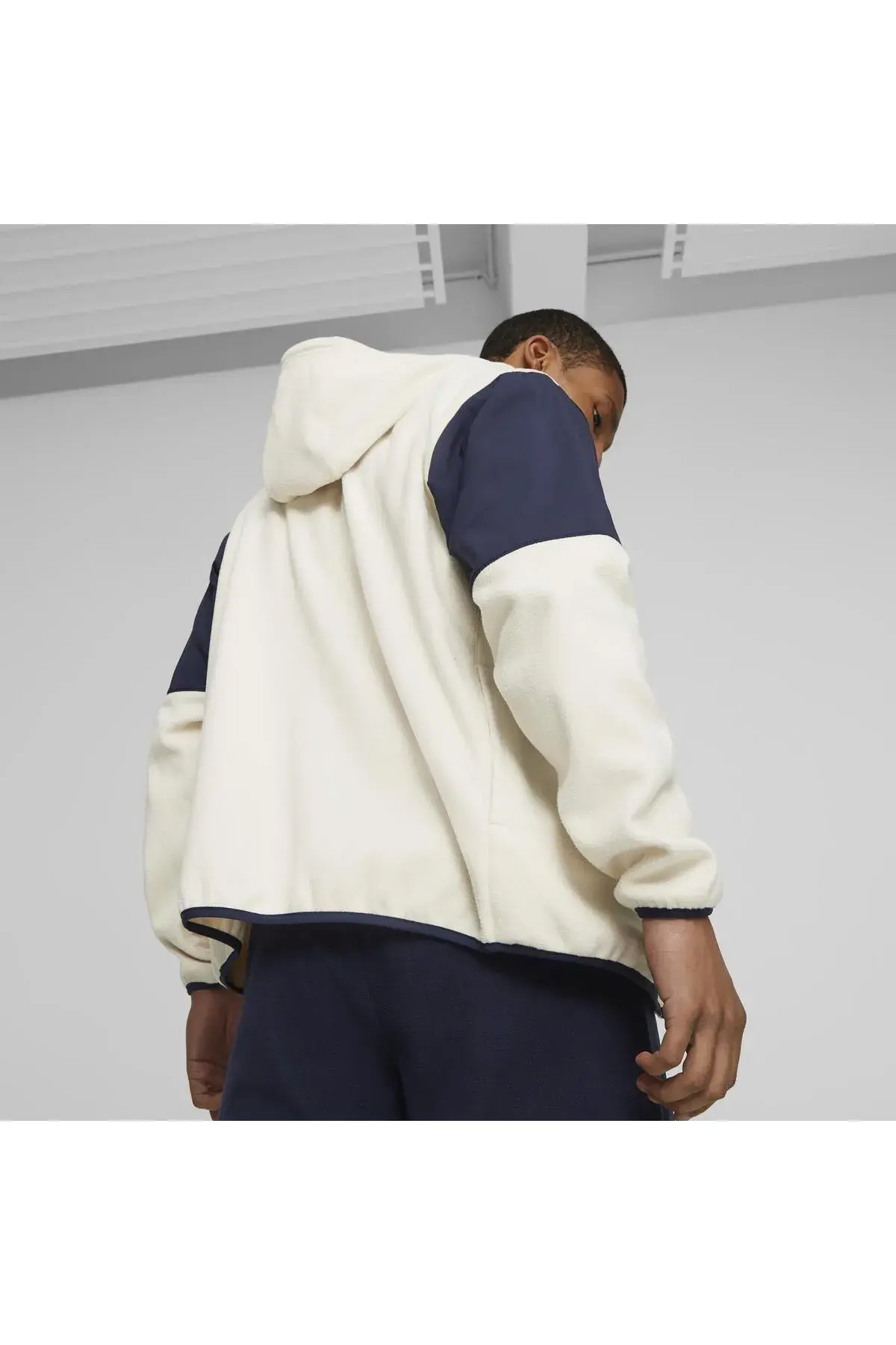 Puma Fit Hybrid Polar Fleece/Woven Jacket Kırık Beyaz Erkek Ceket