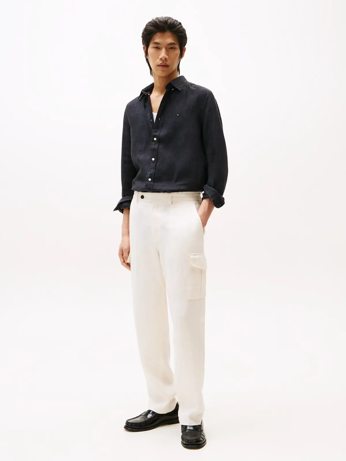 Tommy Hilfiger PIGMENT DYED LI SOLI, BDS Siyah Erkek Gömlek