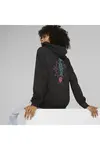 Puma DOWNTOWN Oversized Graphic Hoodie TR Siyah Kadın Hoodie