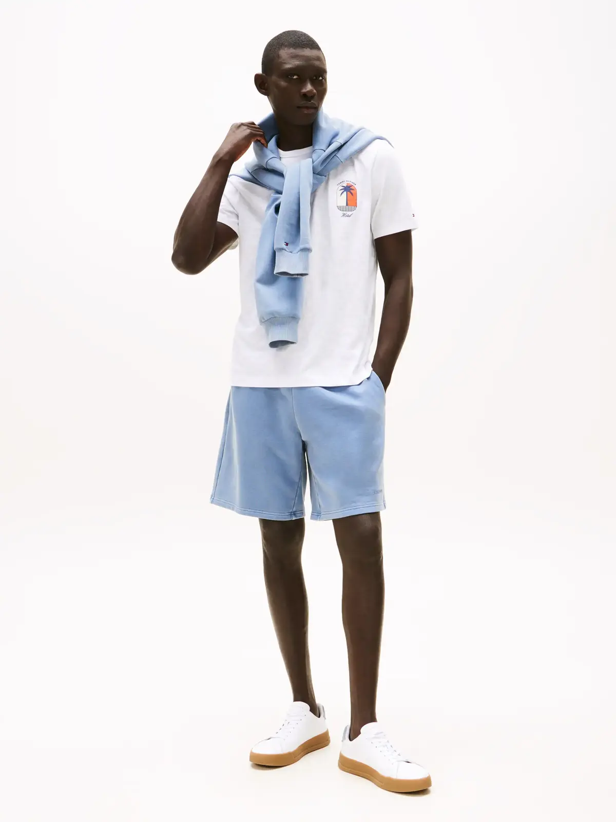 Tommy Hilfiger PALM TREE LABEL TEE Erkek Beyaz T-Shirt