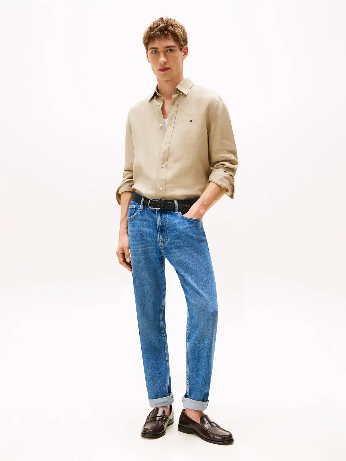 Tommy Hilfiger PIGMENT DYED LI SOLI, RBT Bej Erkek Gömlek