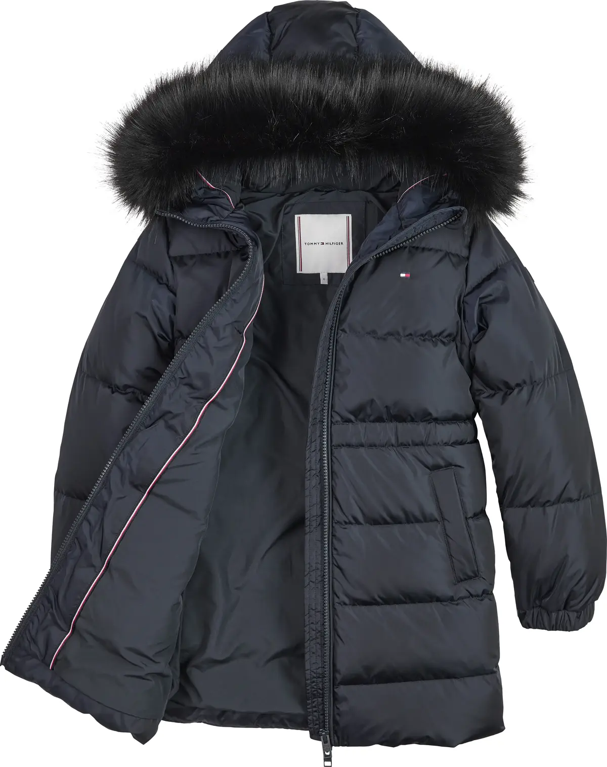 Tommy Hilfiger LONG WAISTED DOWN CO Kadın Siyah Şişme Mont