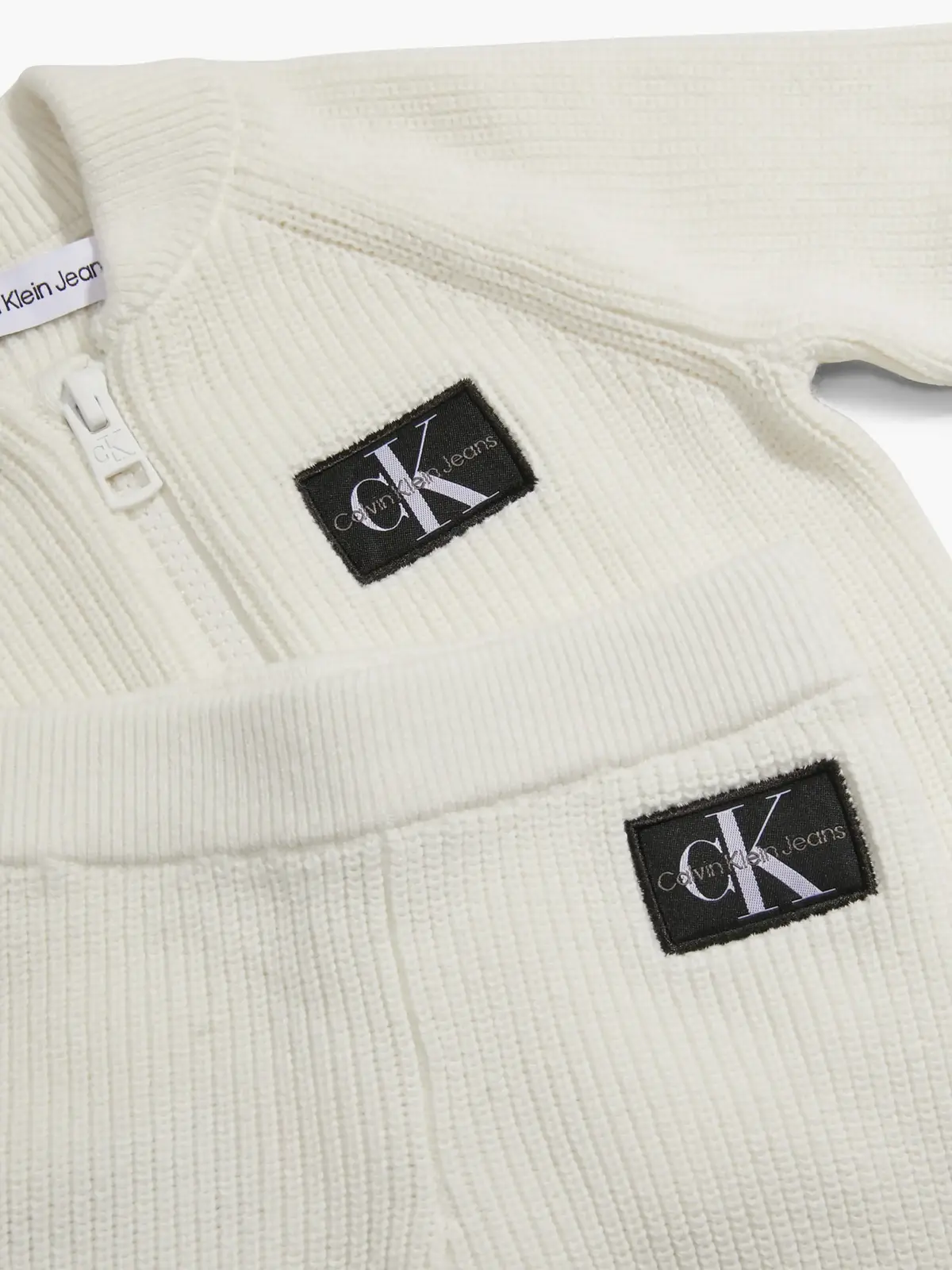 Calvin Klein KNIT CARDIGAN JOGGER Bebek Krem Eşofman Takımı