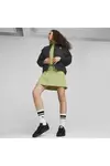 Puma T7 Shiny Bomber Jacket Siyah Kadın Fermuarlı Sweatshirt