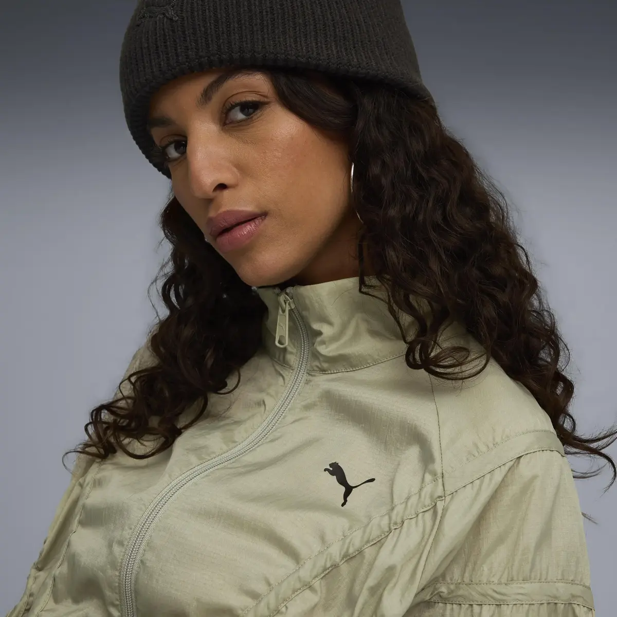 Puma DARE TO Jacket Haki Kadın Fermuarlı Ceket