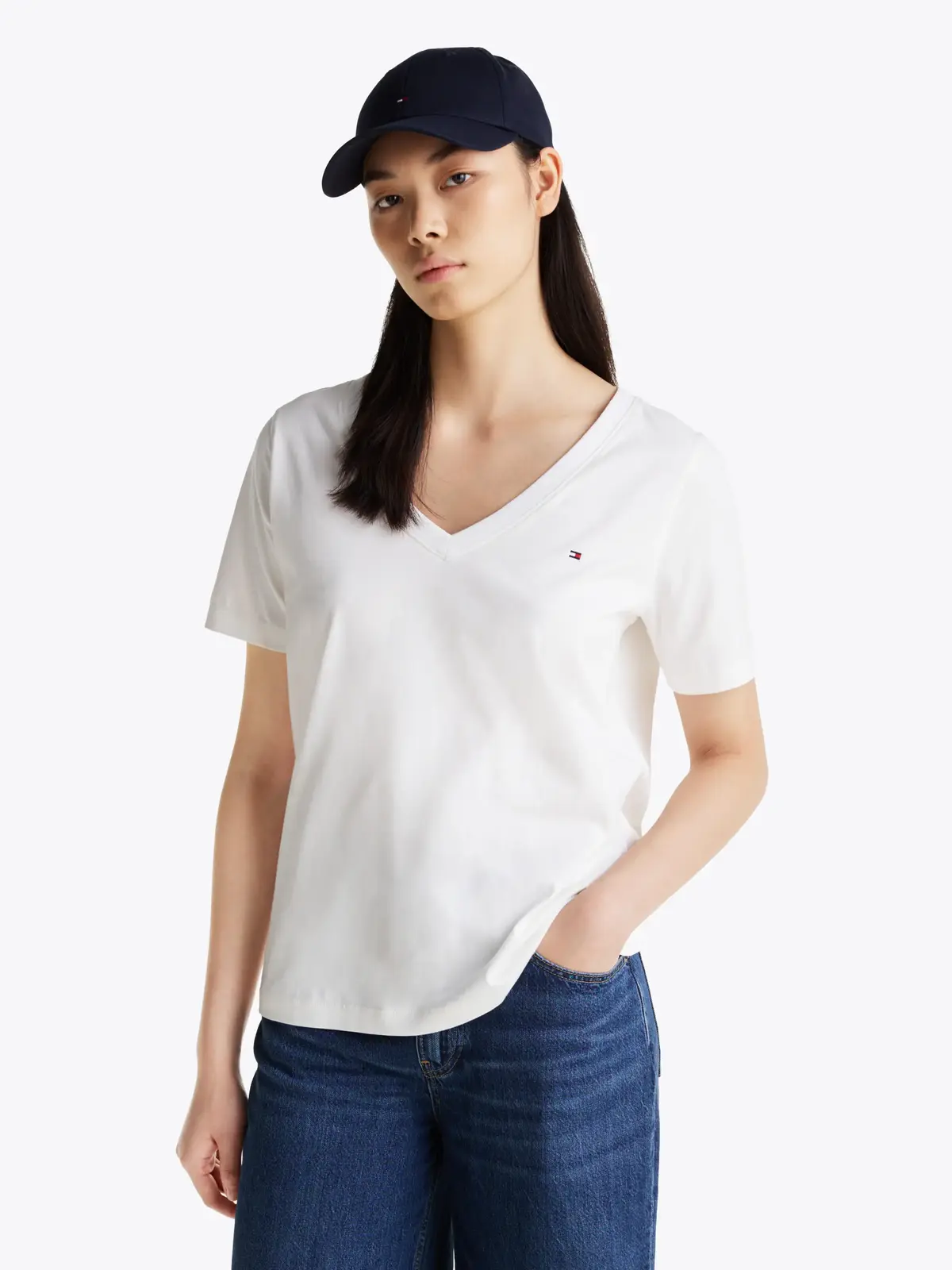 Tommy Hilfiger MODERN REGULAR FLAG, YCF Beyaz Kadın T-Shirt & Polo