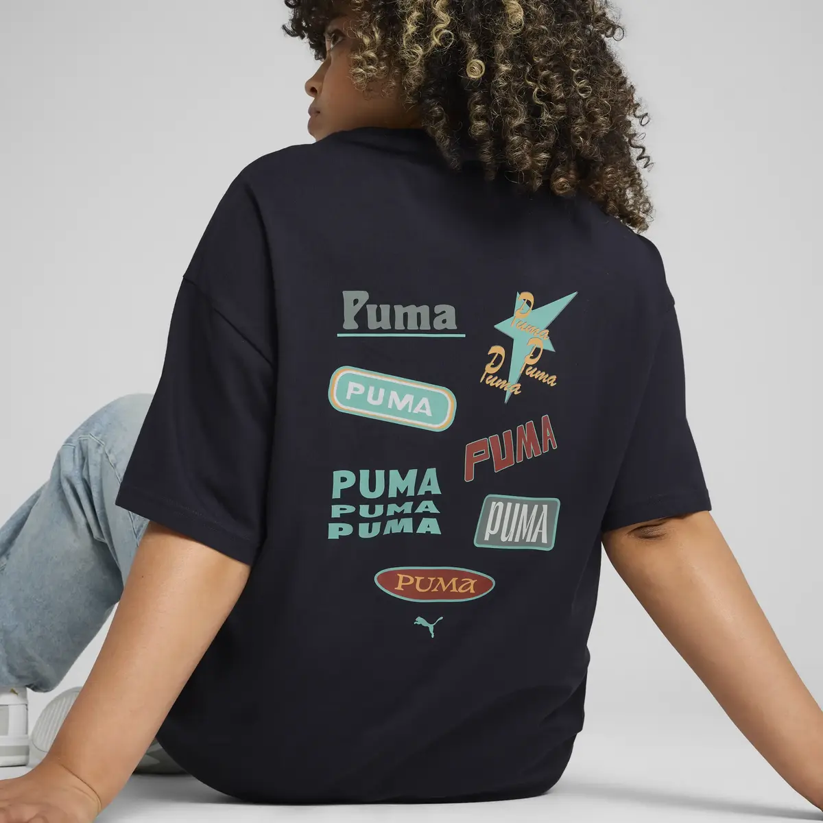PUMA WARDROBE ESS Graphic Tee Lacivert Kadın T-Shirt