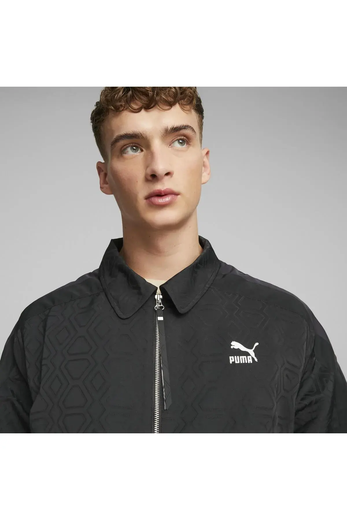 Puma LUXE SPORT T7 Woven AOP Jacket Siyah Erkek Fermuarlı Sweatshirt