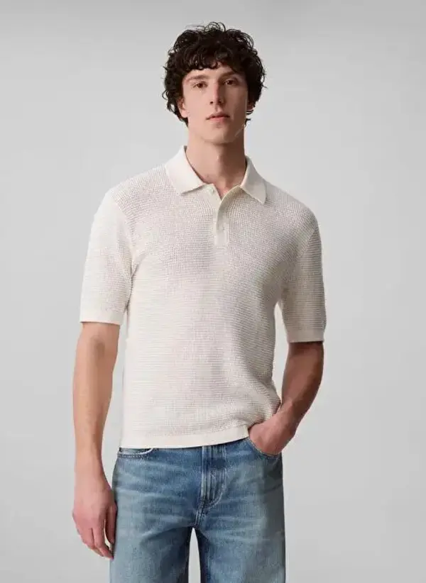 Calvin Klein SS SMTH CTTN WFFL PL Bej Erkek Kazak