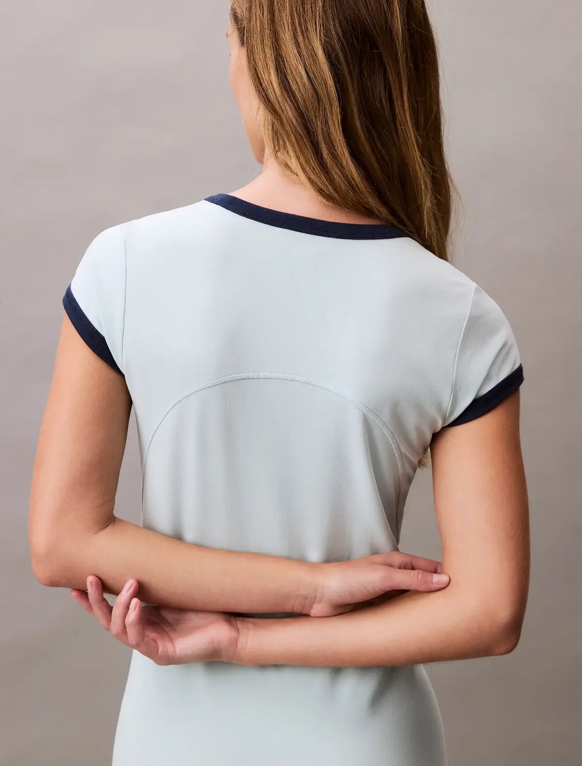 Calvin Klein SS PIMA CO GRAPHIC S, XE2 Açık Mavi Kadın Elbise