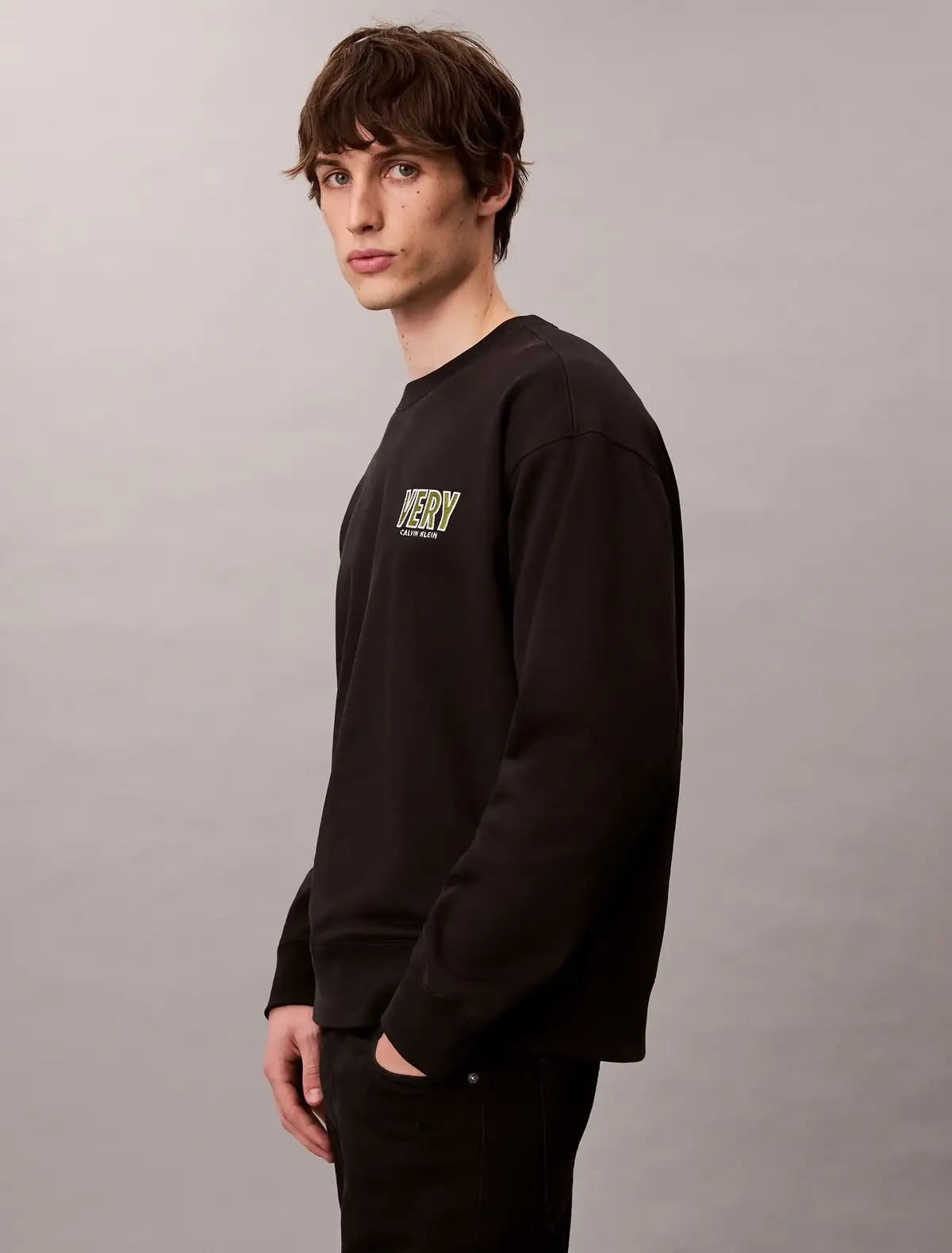 Calvin Klein PREMIUM FLEECE LOGO, UB1 Siyah Erkek Sweatshirt