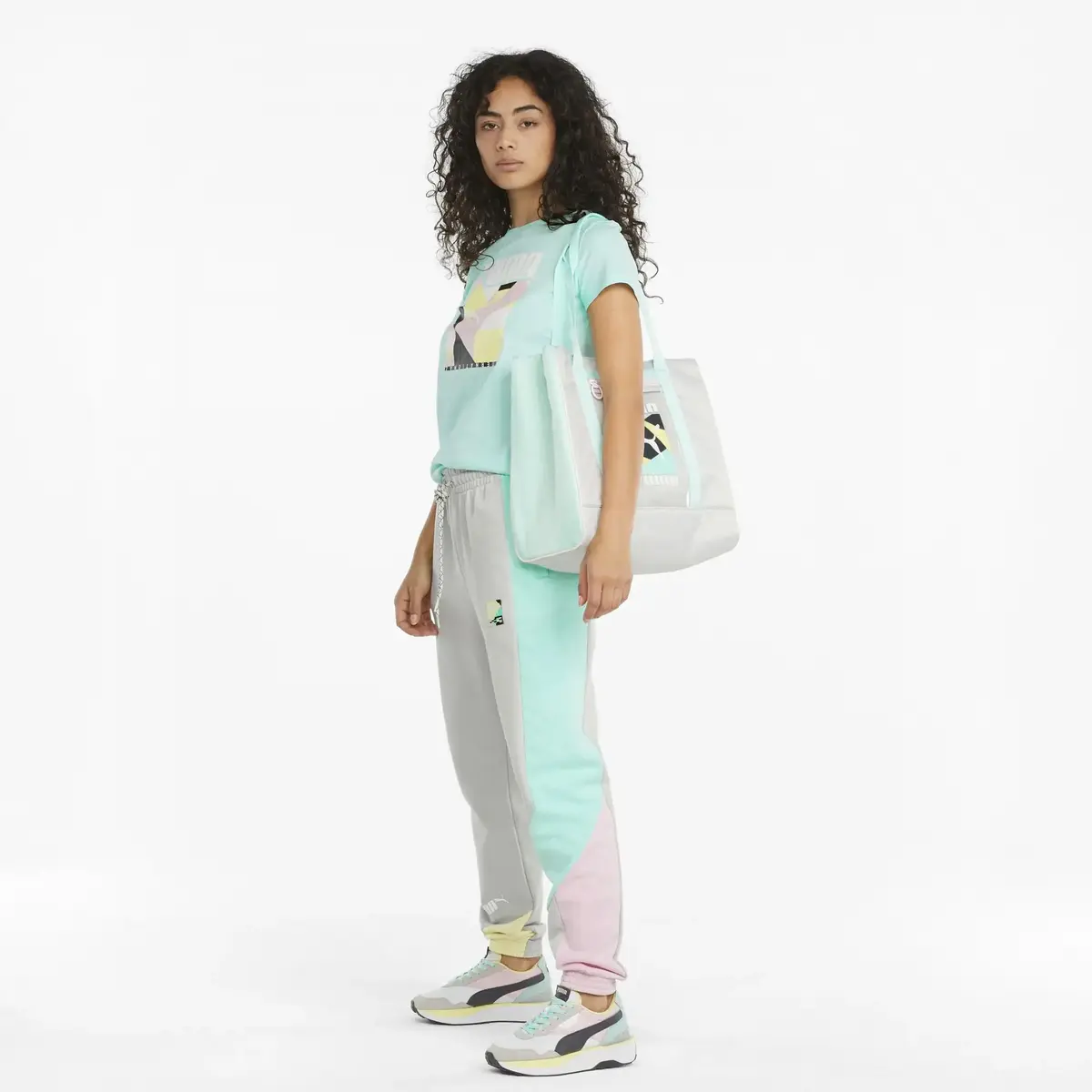 Puma Intl Graphic Tee Beach Glass Mavi Kadın T-Shirt