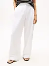 Tommy Hilfiger TENCEL LINEN WIDE LE, YCF Beyaz Kadın Pantolon