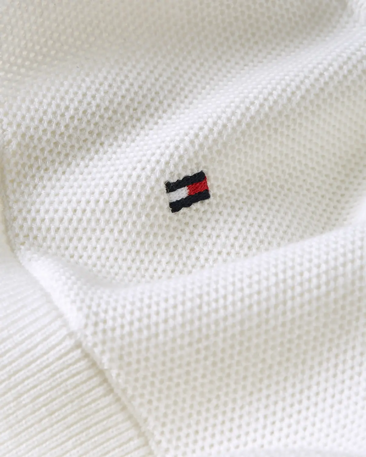 Tommy Hilfiger ORG CO TEXTURE V-NK Kadın Krem Kazak