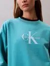 Calvin Klein LS MONOLOGO FRENCH TERRY RLXD CR Yeşil Kadın Sweatshirt
