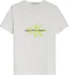 Calvin Klein PERFORATED GLOW MONO Erkek Beyaz T-Shirt