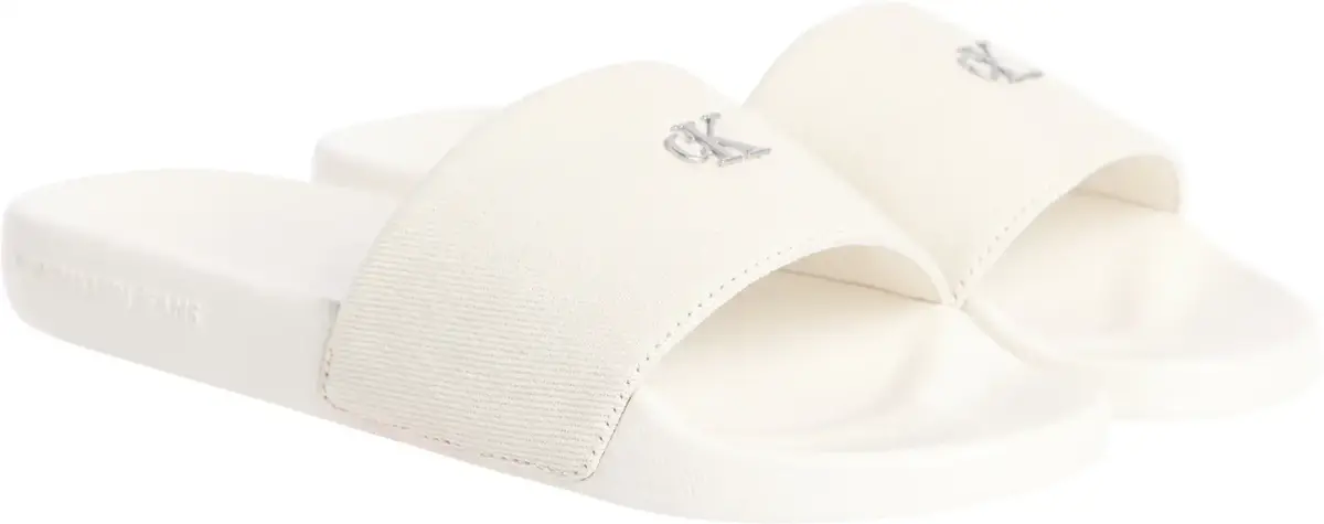 Calvin Klein SLIDE MONOGRAM HARDW, AEO Krem Kadın Terlik