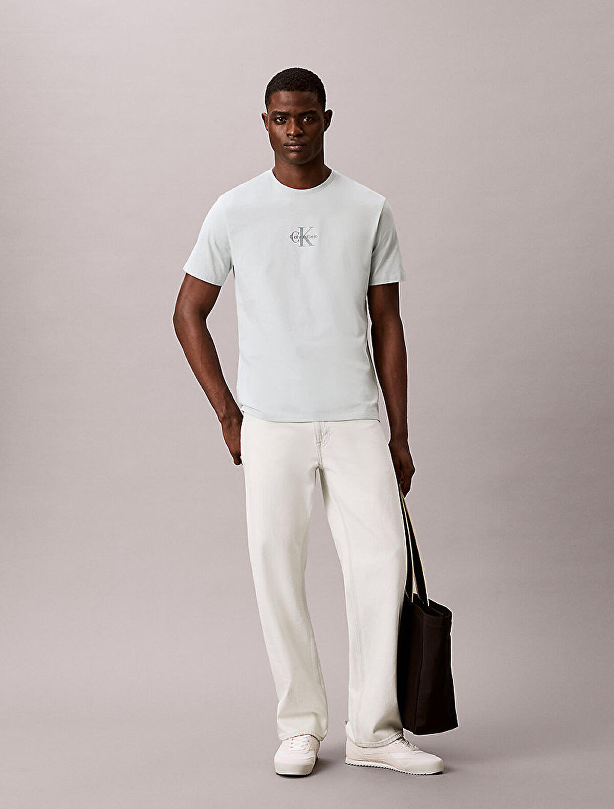 Calvin Klein SS 30S MICRO MONOLOG, 3Q0, S Mavi Erkek T-Shirt