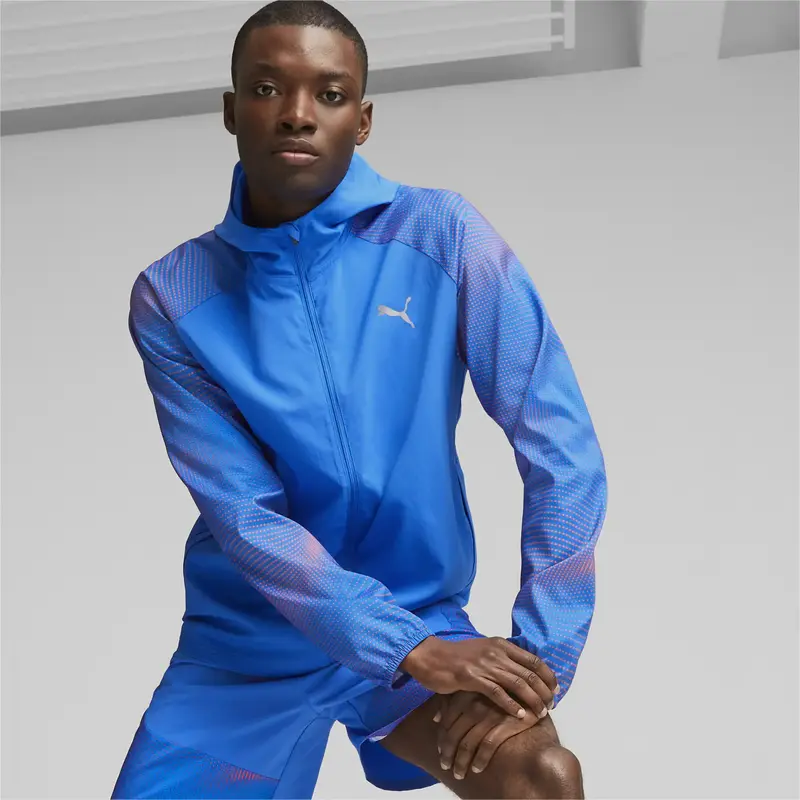 Puma RUN FAV AOP WOVEN JACKET Mavi Erkek Ceket