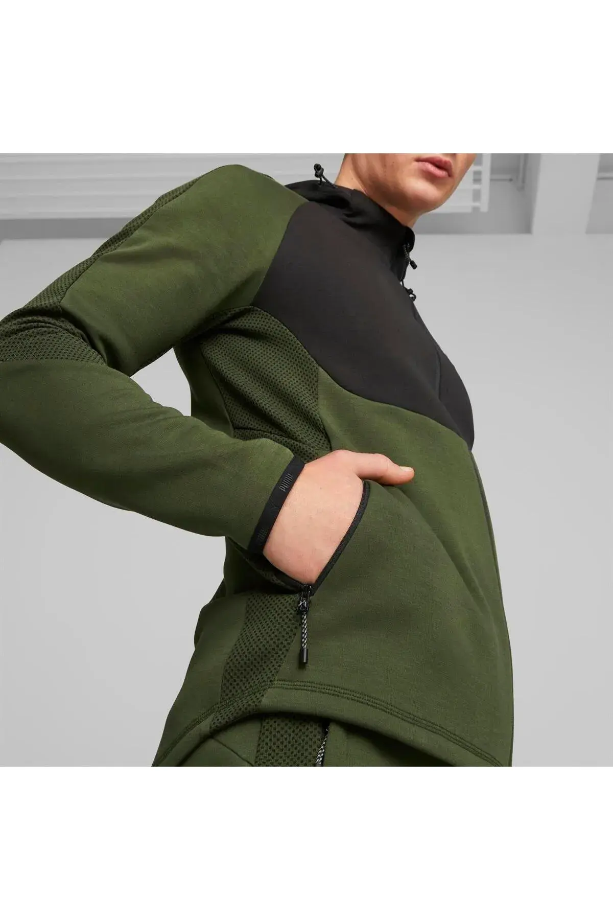 Puma EVOSTRIPE Full-Zip Hoodie DK Yeşil Erkek Fermuarlı Ceket