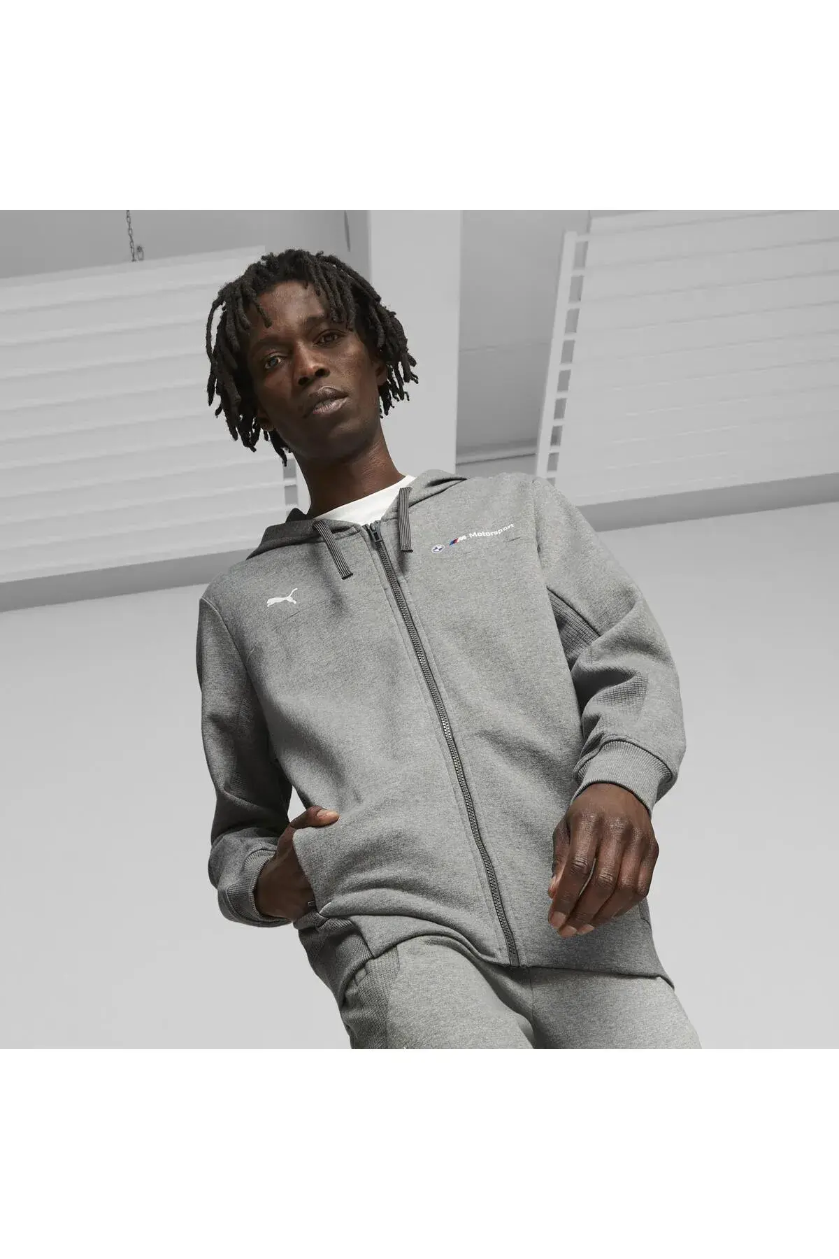 Puma BMW MMS Hdd Sweat Jacket Gri Erkek Fermuarlı Ceket