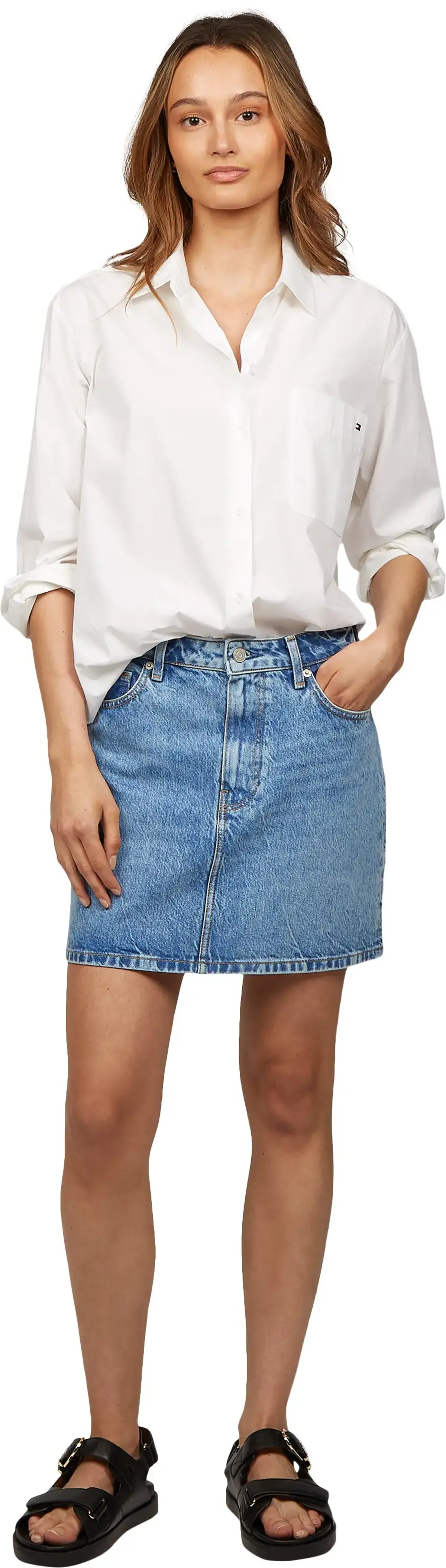 Tommy Hilfiger DNM MINI SKIRT HW AL, 1A8 Mavi Kadın Elbise-Etek