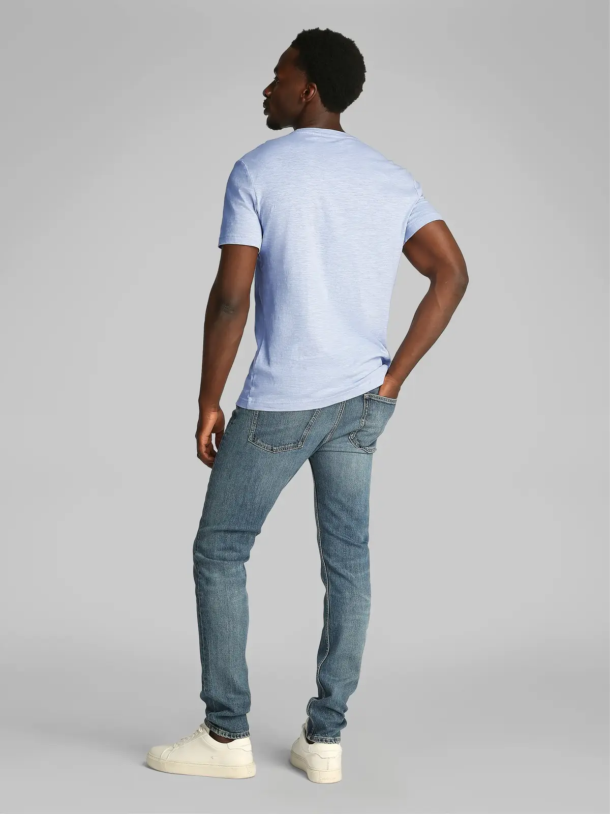 Calvin Klein LINEN COTTON T-SHIRT Mavi Erkek Tişört