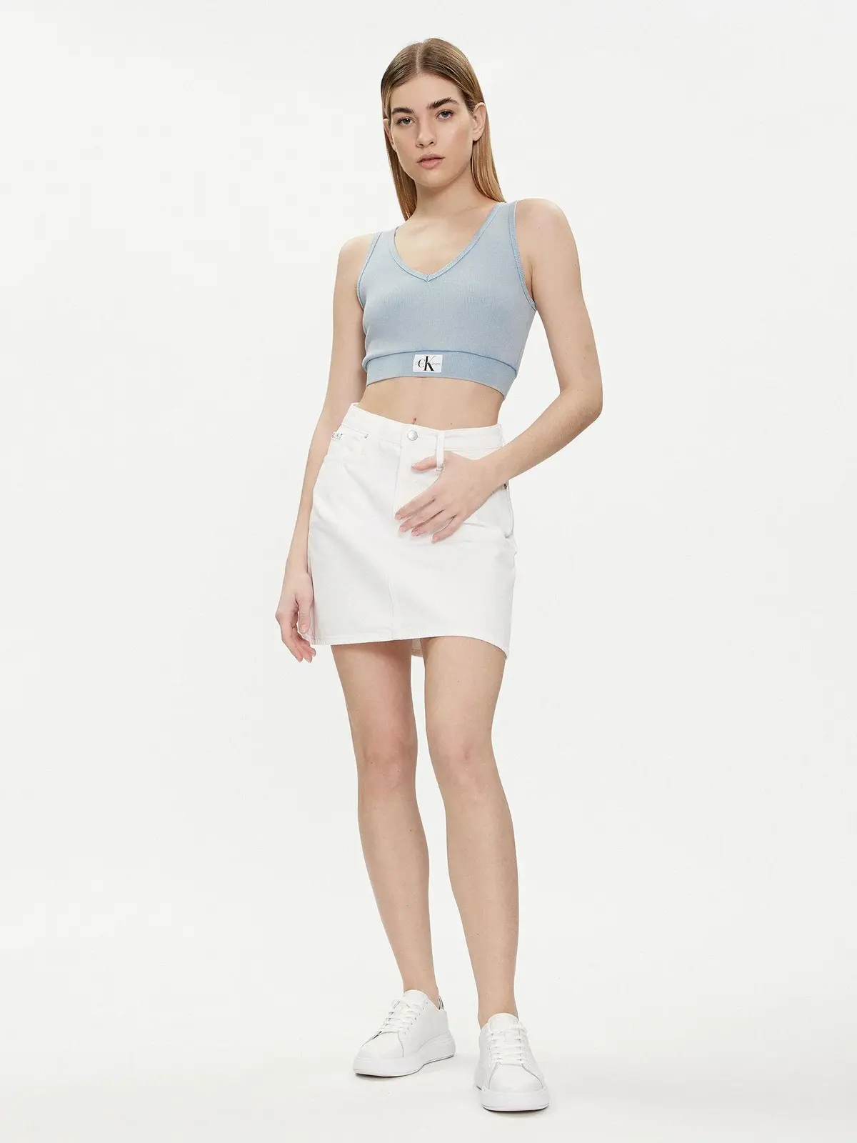 Calvin Klein HR A-LINE MINI SKIRT, 1AA Beyaz Kadın Etek