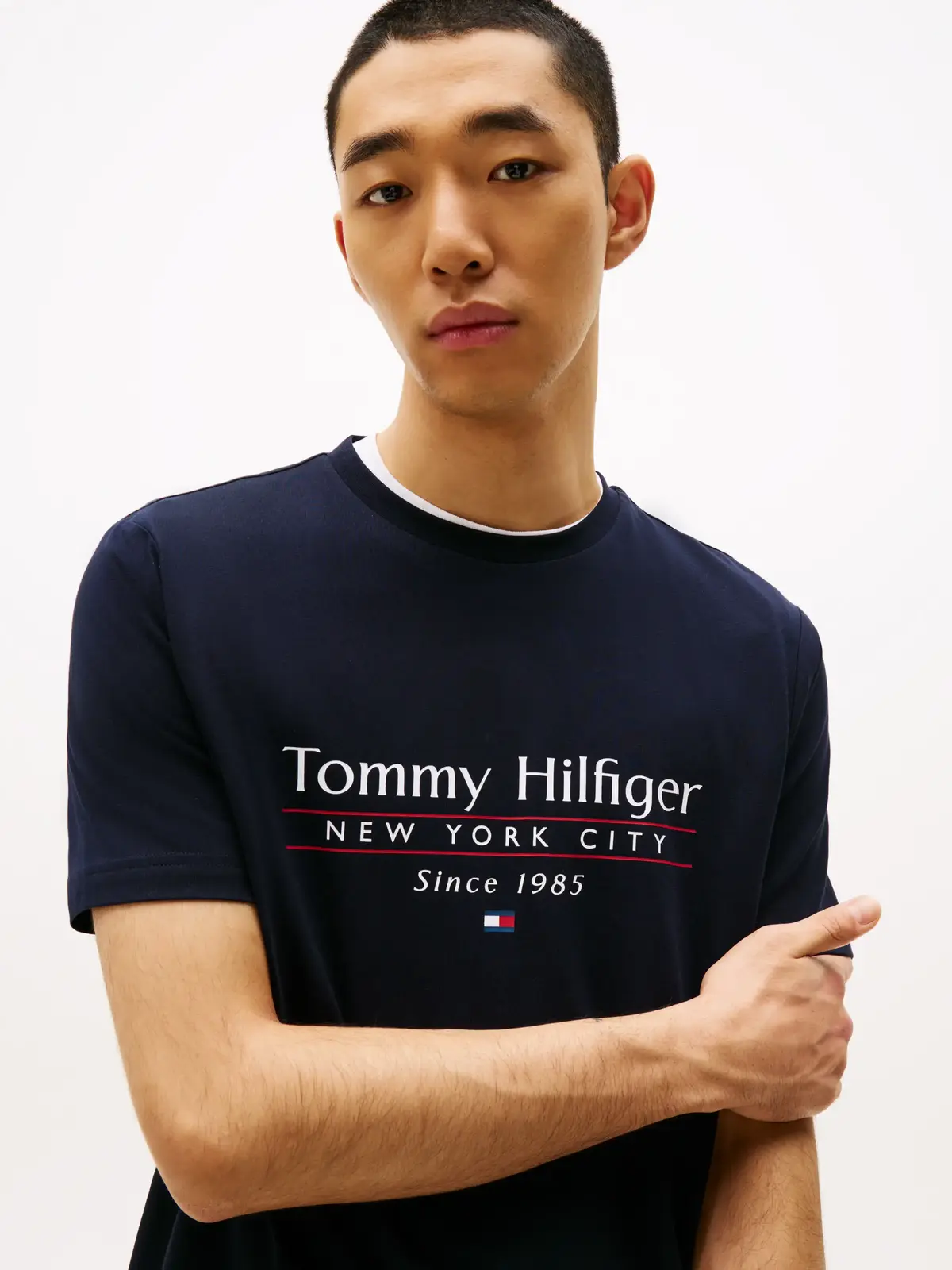 Tommy Hilfiger HILFIGER CENTER STAC, DW5 Siyah Erkek T-Shirt & Polo