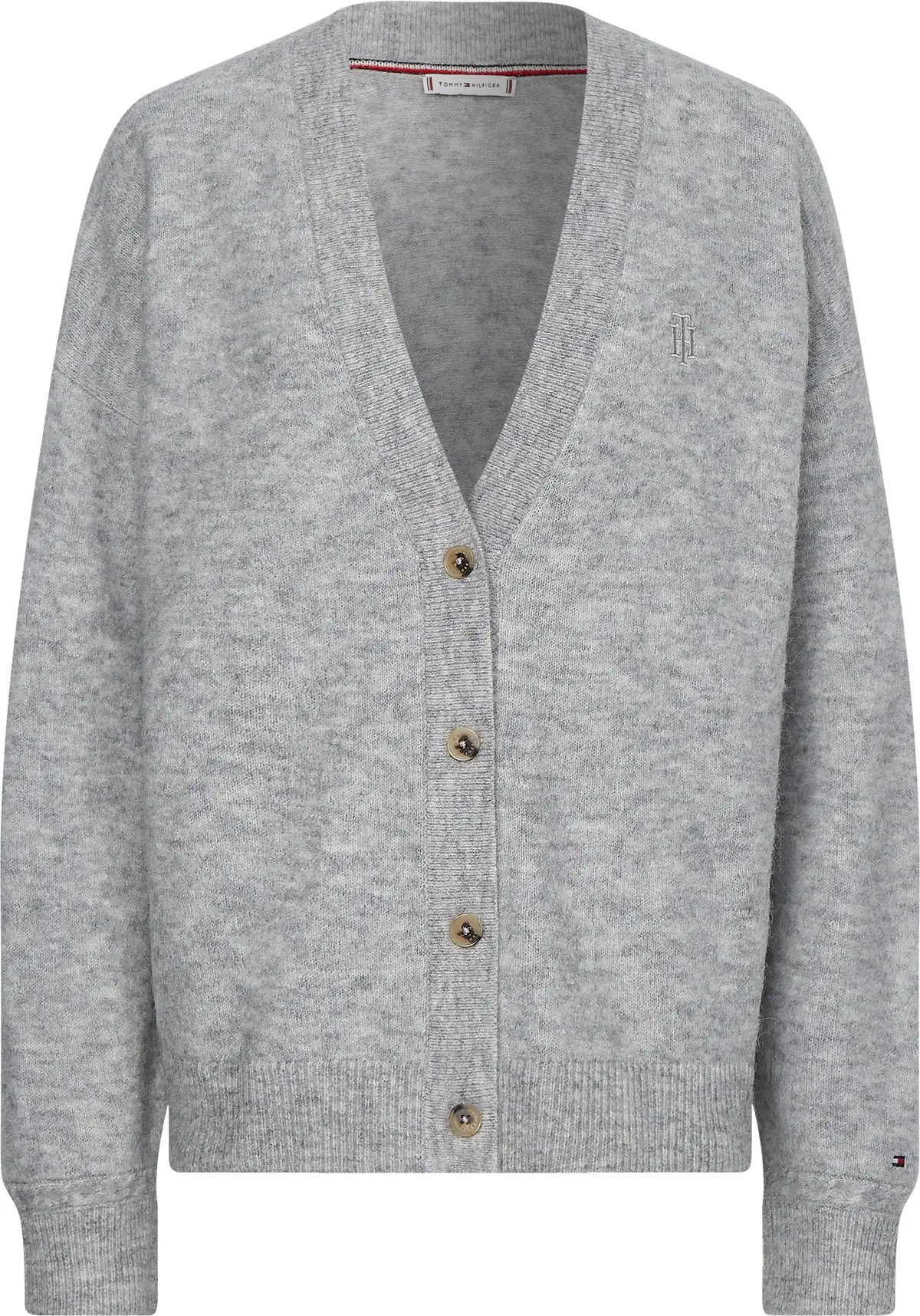 Tommy Hilfiger ALPACA SHORT V-NK CA Kadın Gri Kazak