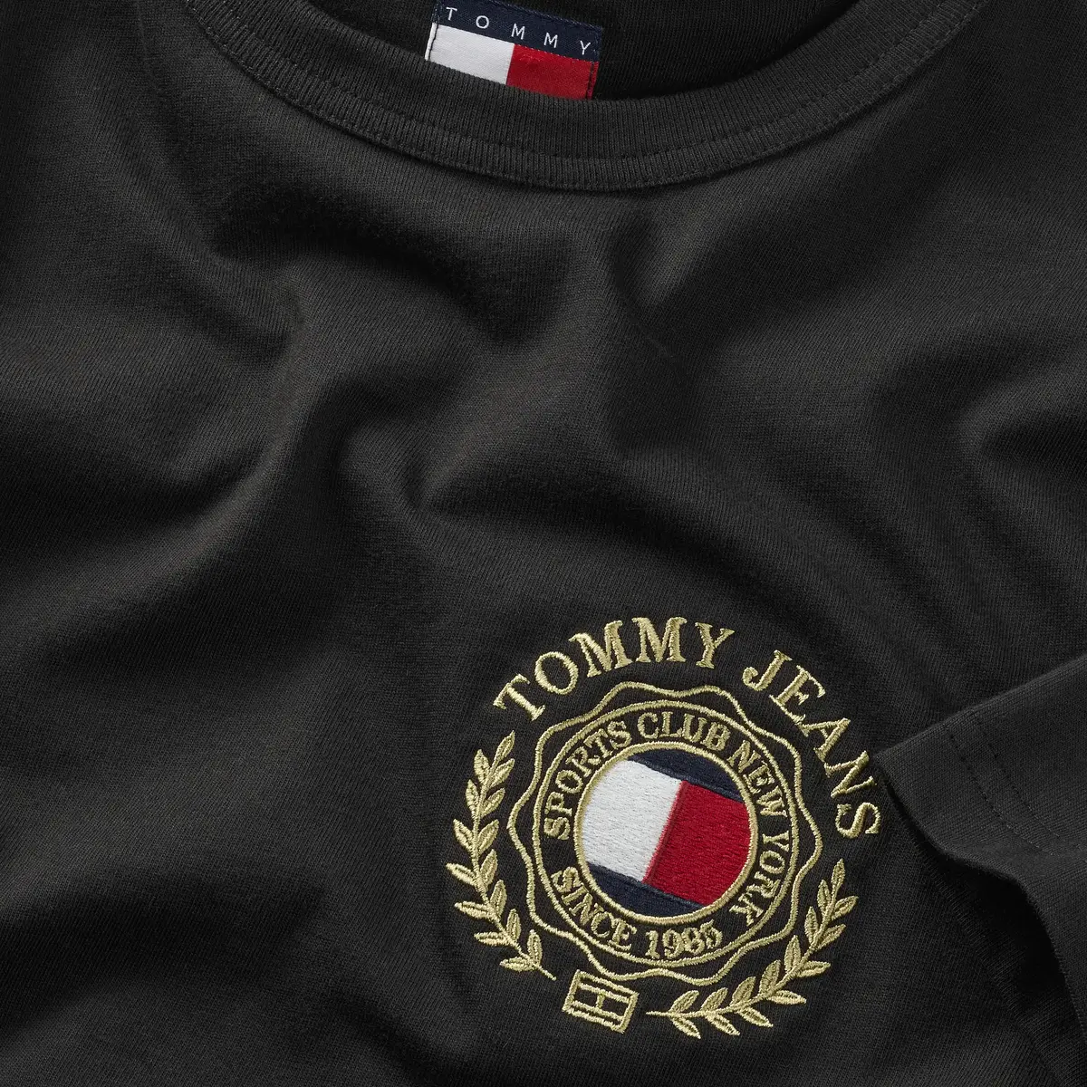 Tommy Hilfiger TJM REG TOMMY CREST, BDS Siyah Erkek T-Shirt & Polo