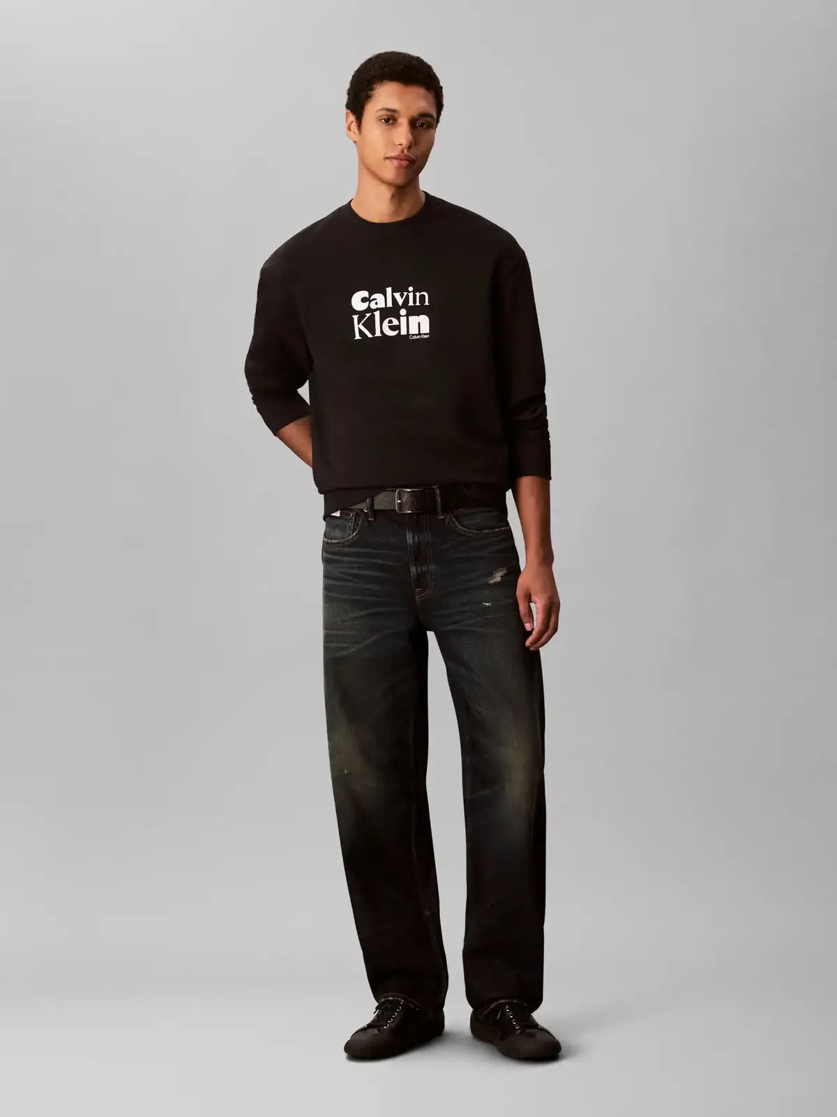 Calvin Klein LS EU 350TERRY Siyah Erkek Sweatshirt
