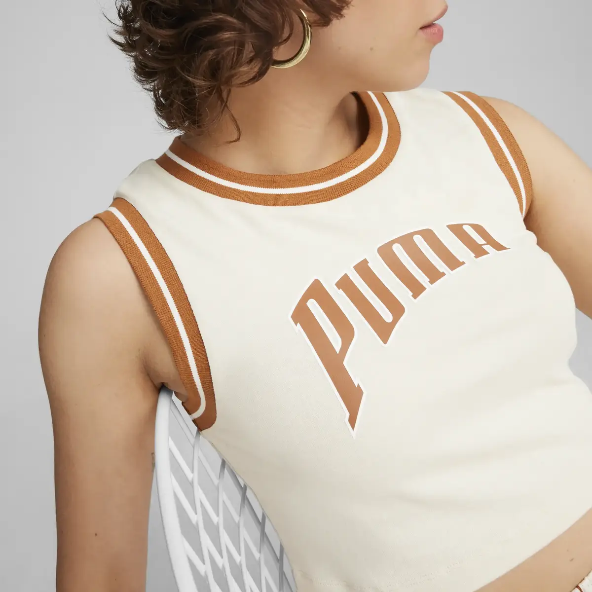PUMA TEAM Graphic Crop Tee Krem Kadın Crop T-Shirt