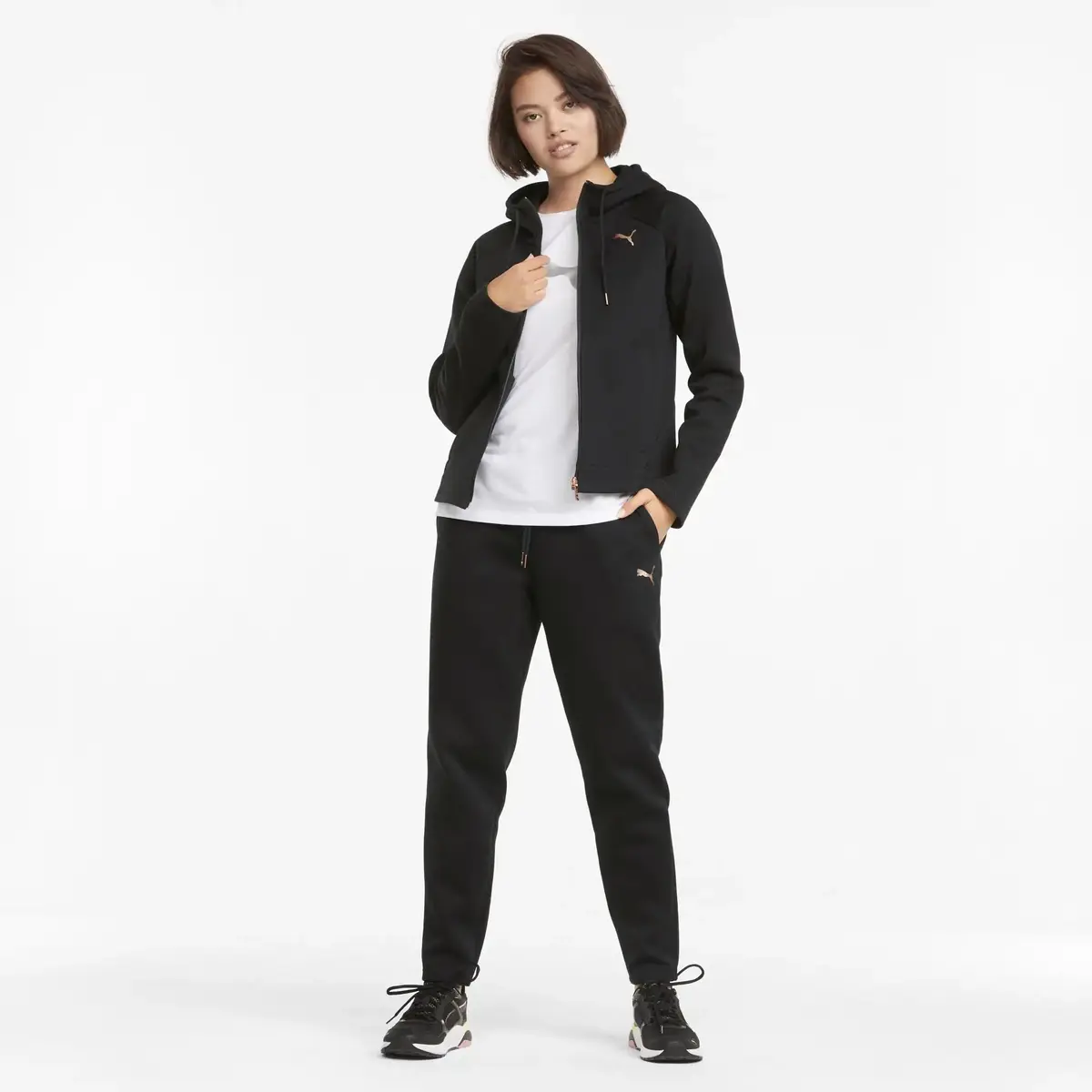 Puma Evostripe Full-Zip Hoodie Siyah Kadın Fermuarlı Hoodie