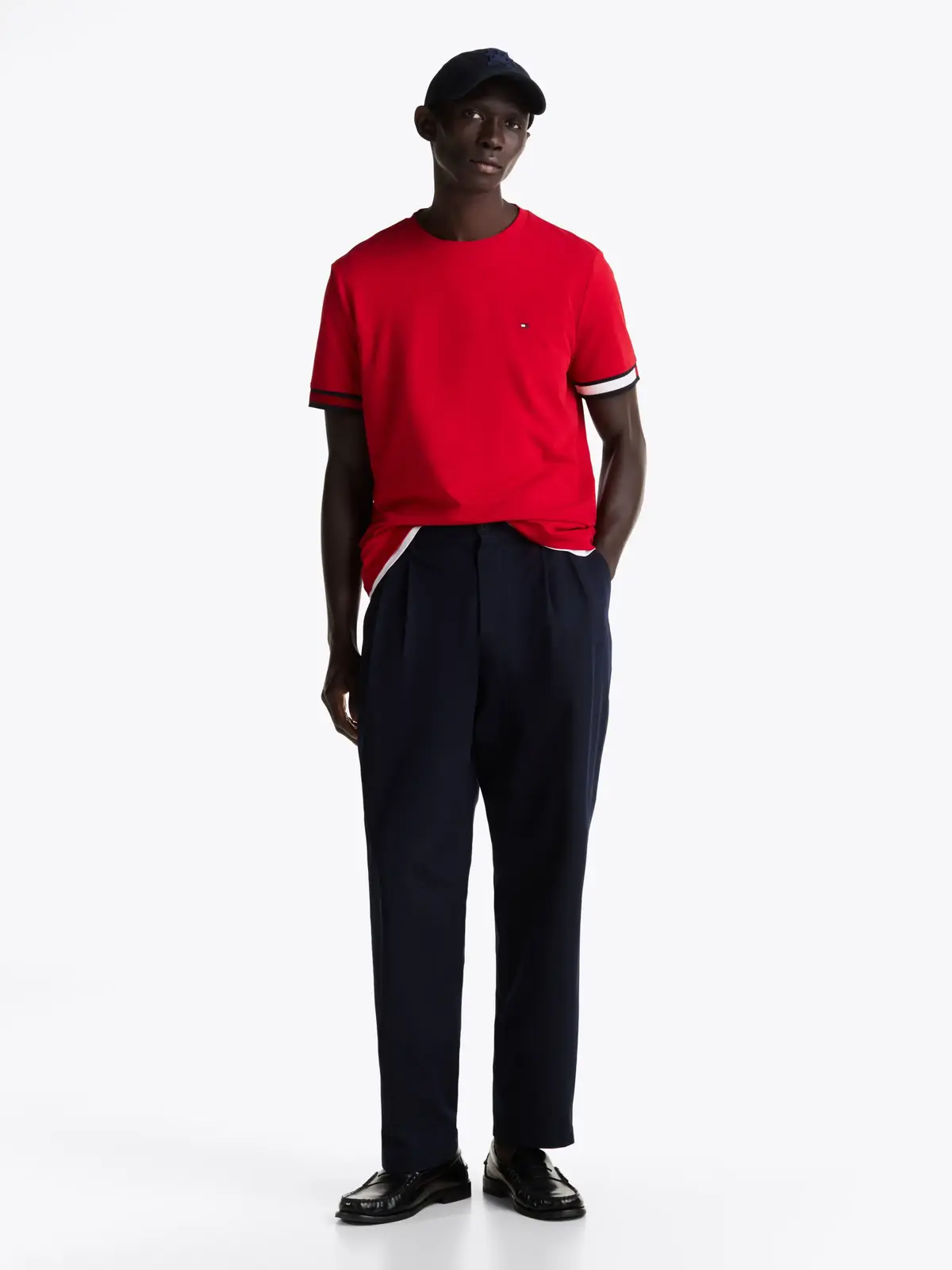 Tommy Hilfiger GLOBAL STRIPE FLAG C, XLD Kırmızı Erkek T-Shirt & Polo