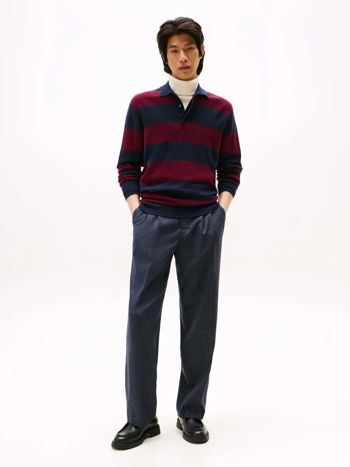 Tommy Hilfiger DC KNITTED RUGBY, DW5 Bordo Erkek Kazak