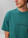 Calvin Klein SS 16S LINEN APPLIQU, 8ZU Yeşil Erkek T-Shirt