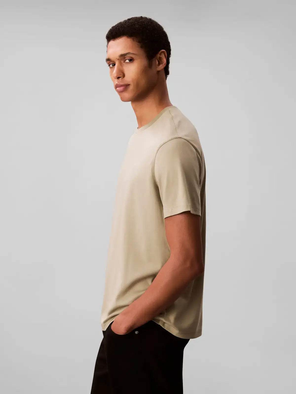 Calvin Klein SS SUPIMA CHEST EMB Bej Erkek T-Shirt