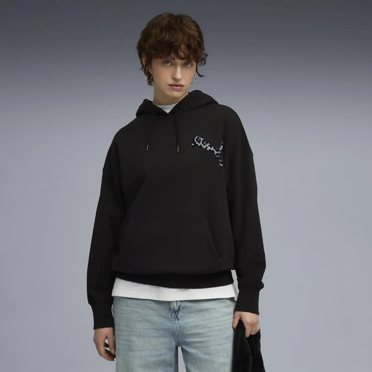 Puma LEO LUXE Oversized Hoodie TR Siyah Kadın Hoodie