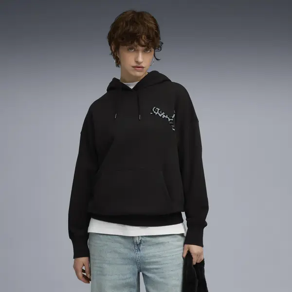 Puma LEO LUXE Oversized Hoodie TR Siyah Kadın Hoodie