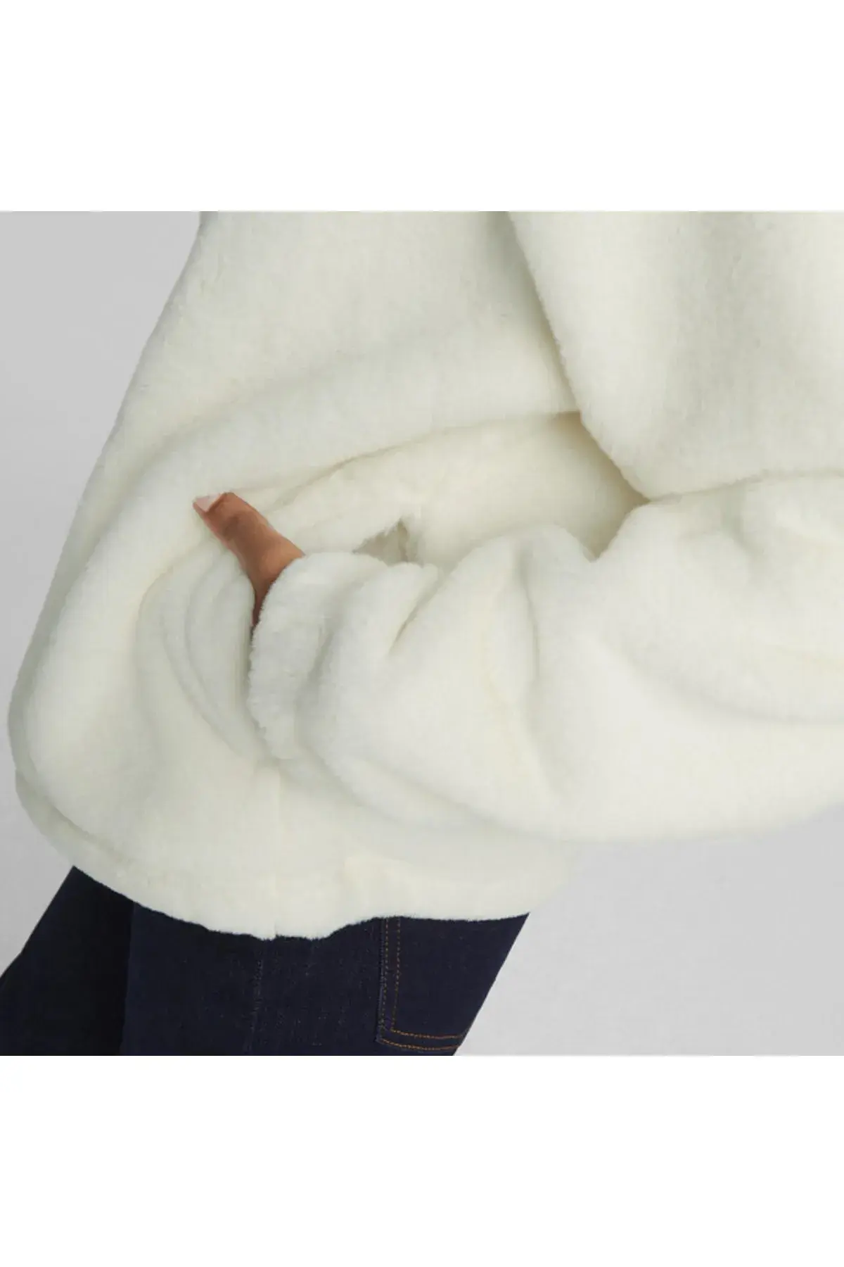 Puma Classics Faux Fur Jacket Bej Kadın Fermuarlı Sweatshirt