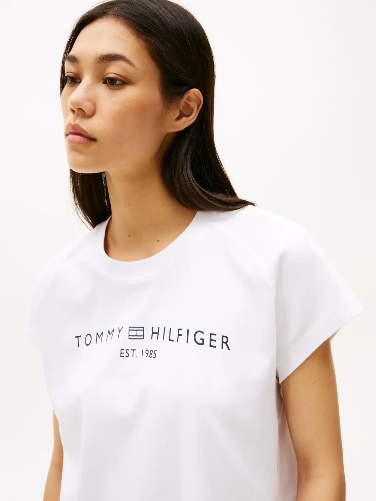 Tommy Hilfiger MDRN CAP SLV CORP LO, YCF Beyaz Kadın T-Shirt & Polo