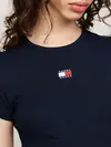 Tommy Hilfiger TJW SLIM BADGE RIB T, C1G Lacivert Kadın T-Shirt & Polo