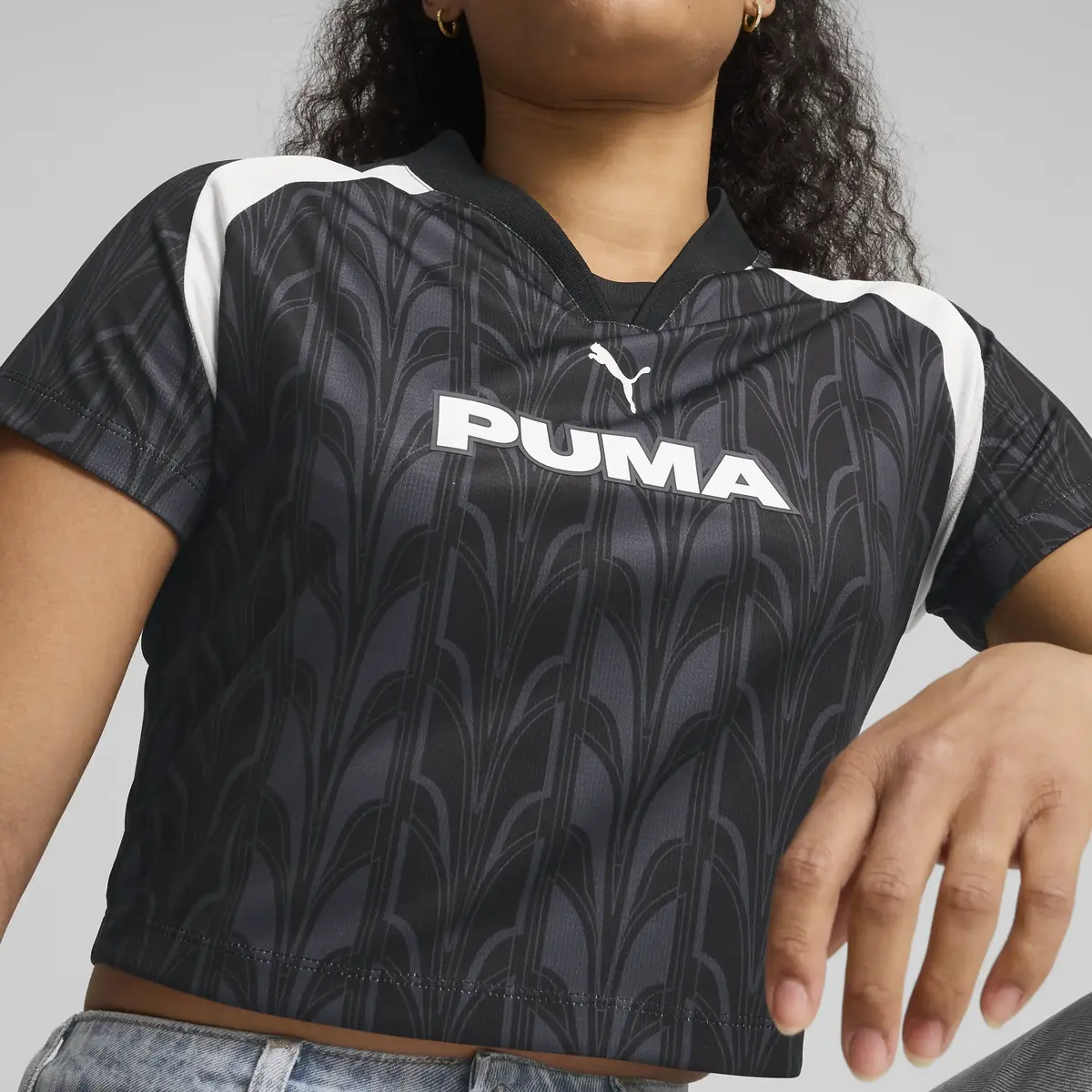 Puma FOOTBALL JERSEY Baby Tee Siyah Kadın T-Shirt & Polo