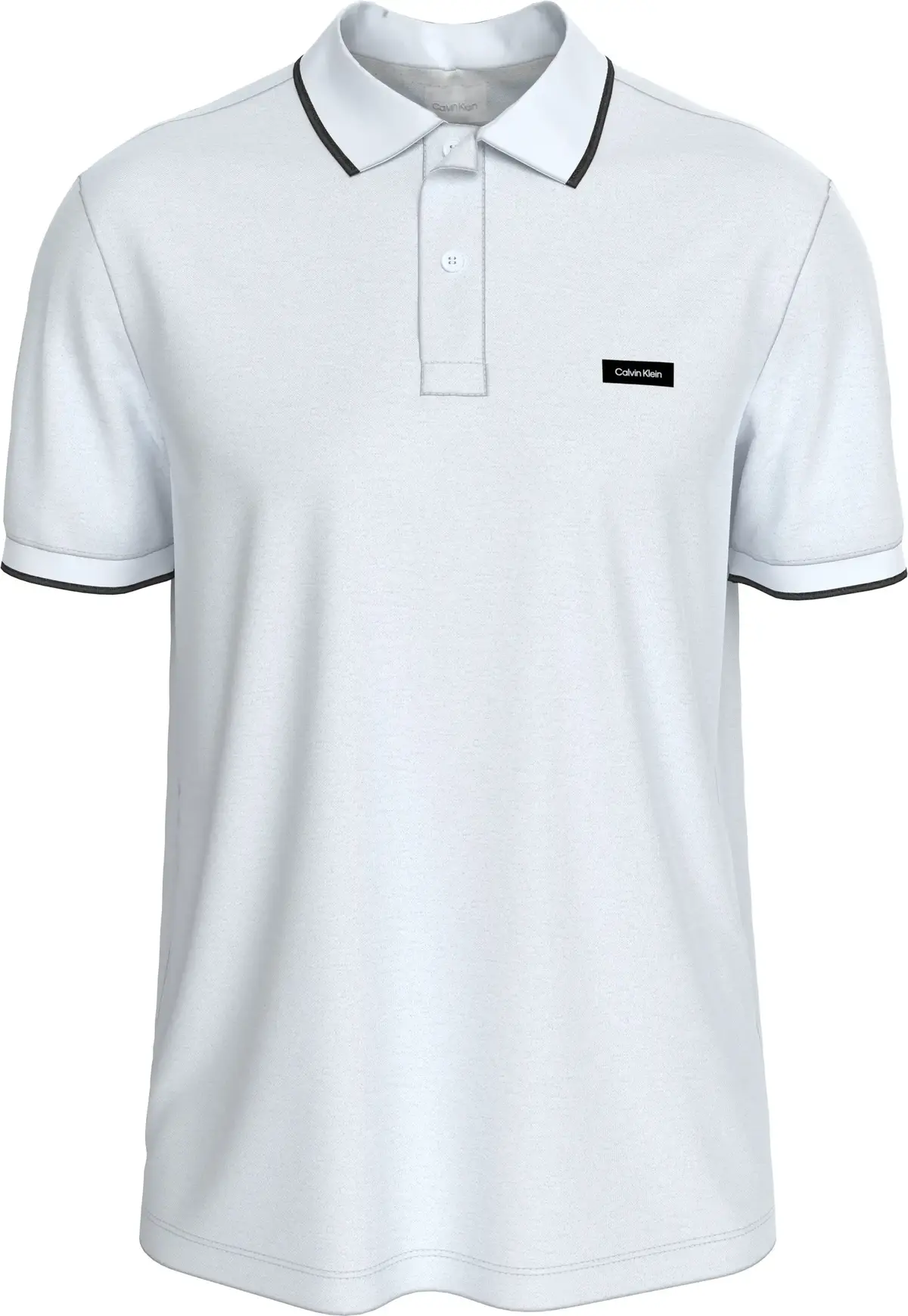Calvin Klein STRETCH PIQUE TIPPIN, YAF Beyaz Erkek T-Shirt & Polo