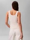 Calvin Klein SL VARIGATED RIB NAN Beyaz Kadın Fitilli Pamuklu Askılı Bluz