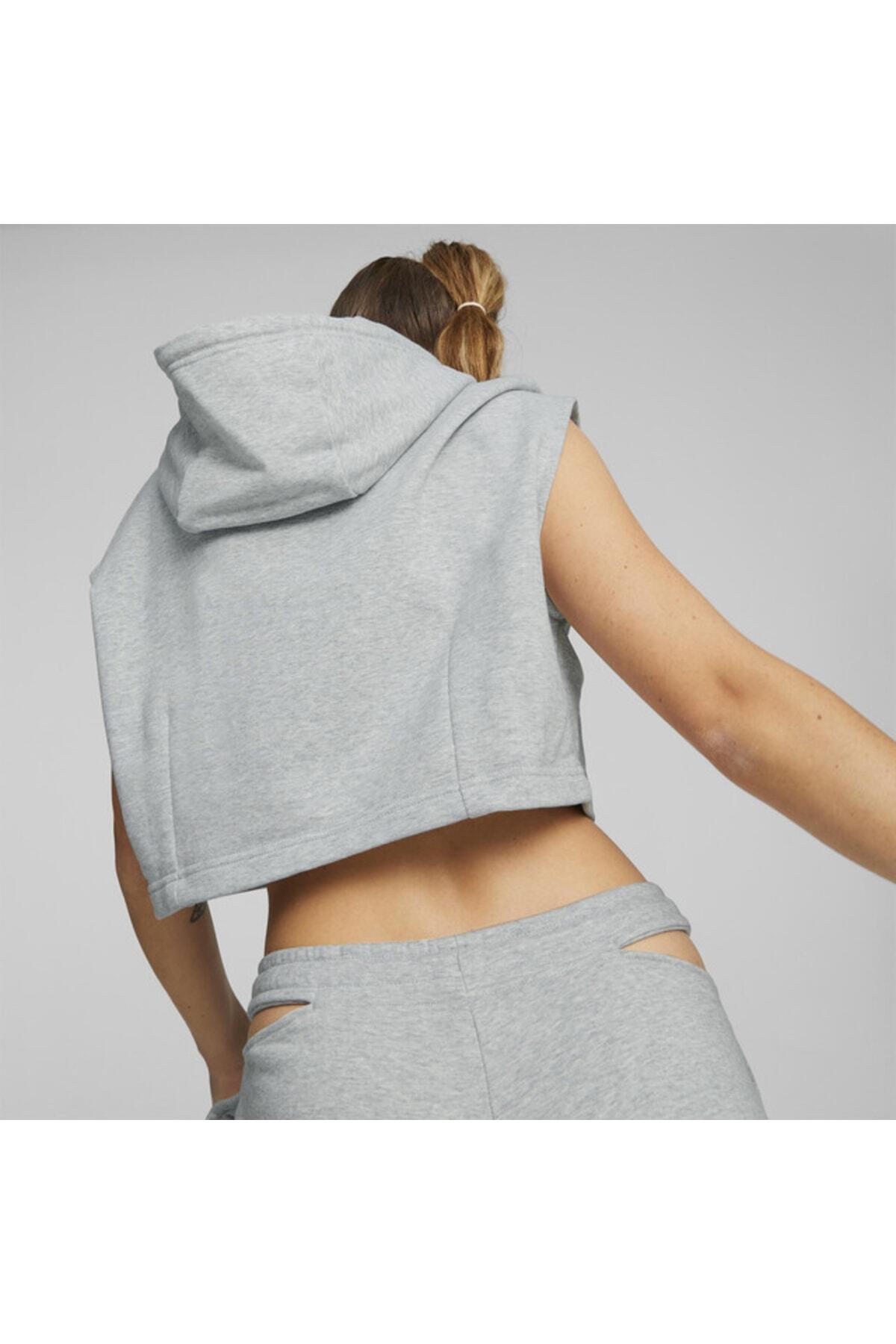 Puma Dare To Hooded Cropped Vest Gri Kadın Hoodie