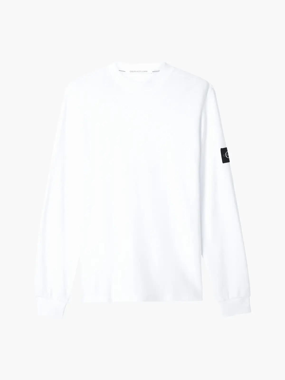 Calvin Klein MONOLOGO BADGE WAFFL Erkek Beyaz T-Shirt