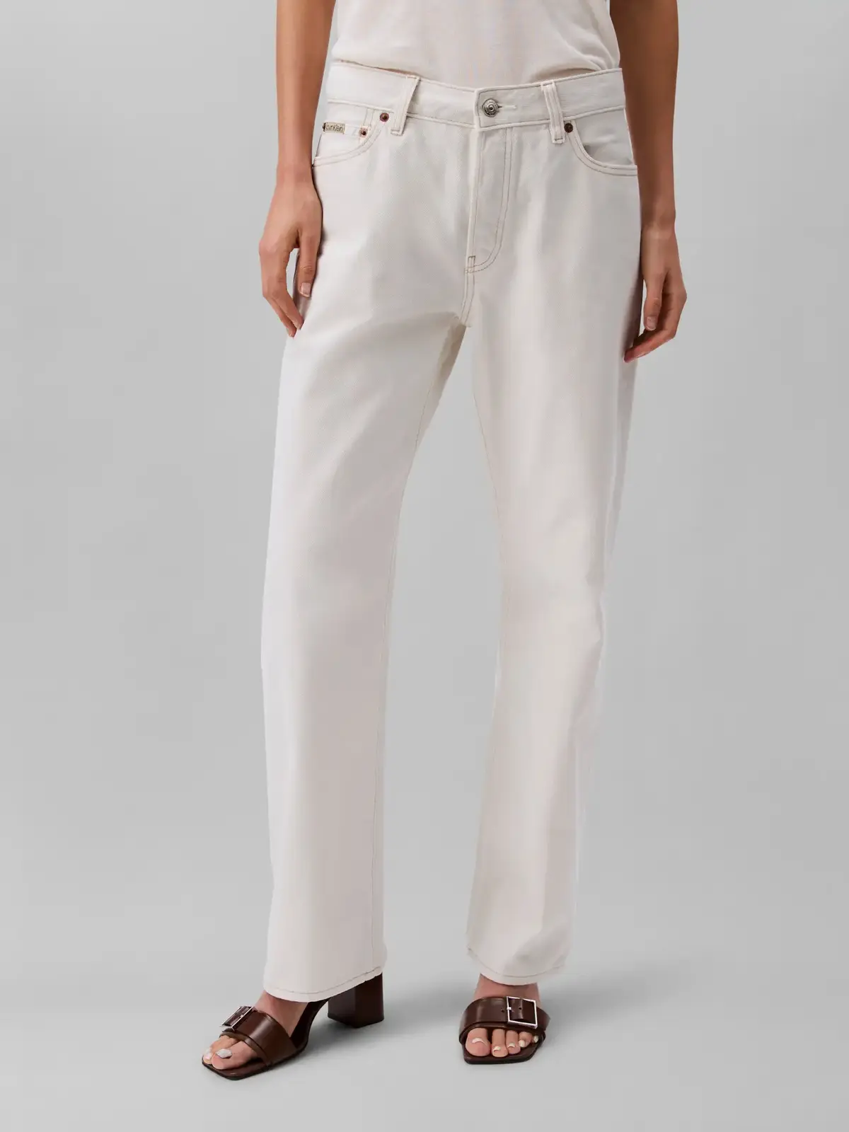 Calvin Klein SIGNATURE 90s STRAIGHT Beyaz Kadın Kot Pantolon